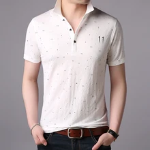 Новые модные бренды рубашек-поло, мужская рубашка с принтом высшего класса, летняя приталенная хлопковая рубашка с коротким рукавом для мальчиков, повседневная мужская одежда
