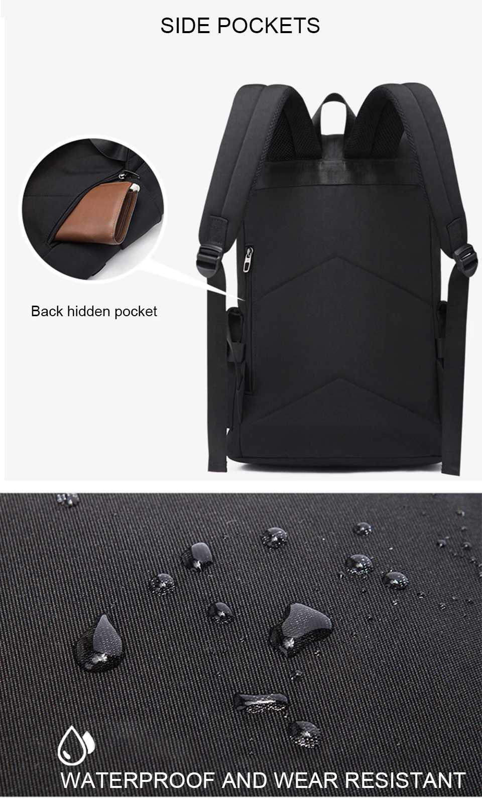 Mens Backpack Laptop Backpacks 17 Inch 15.6 Waterproof Mochila Black Women Backpacking USB Charging Student Travel Large Bagpack (7)