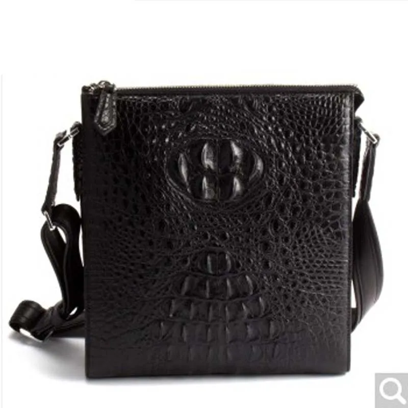 

nierkadeng Crocodile leather single shoulder bag men's oblique men bag large capacity leisure bag men bag