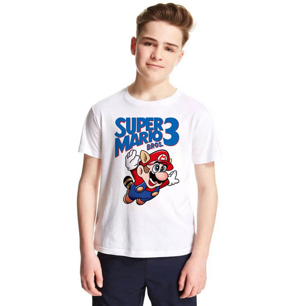 

super mario bros 3 children cartoon t shirt summer short sleeve casual boys t-shirt toddler game tshirt round neck tops tees