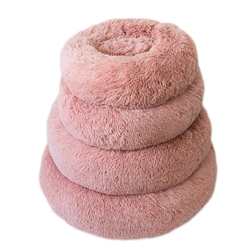  HOOPET Round Plush Cat Bed House Soft Long Plush Cat Bed Round Pet Dog Bed For Small Dogs Cats Nest
