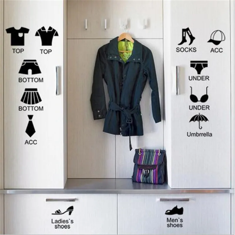 

1PC Clothes Sock Panties Shoes Logo Sticker For Bedroom Wardrobe Wall Cabinet Storage Box Window Convenience 30*60cm