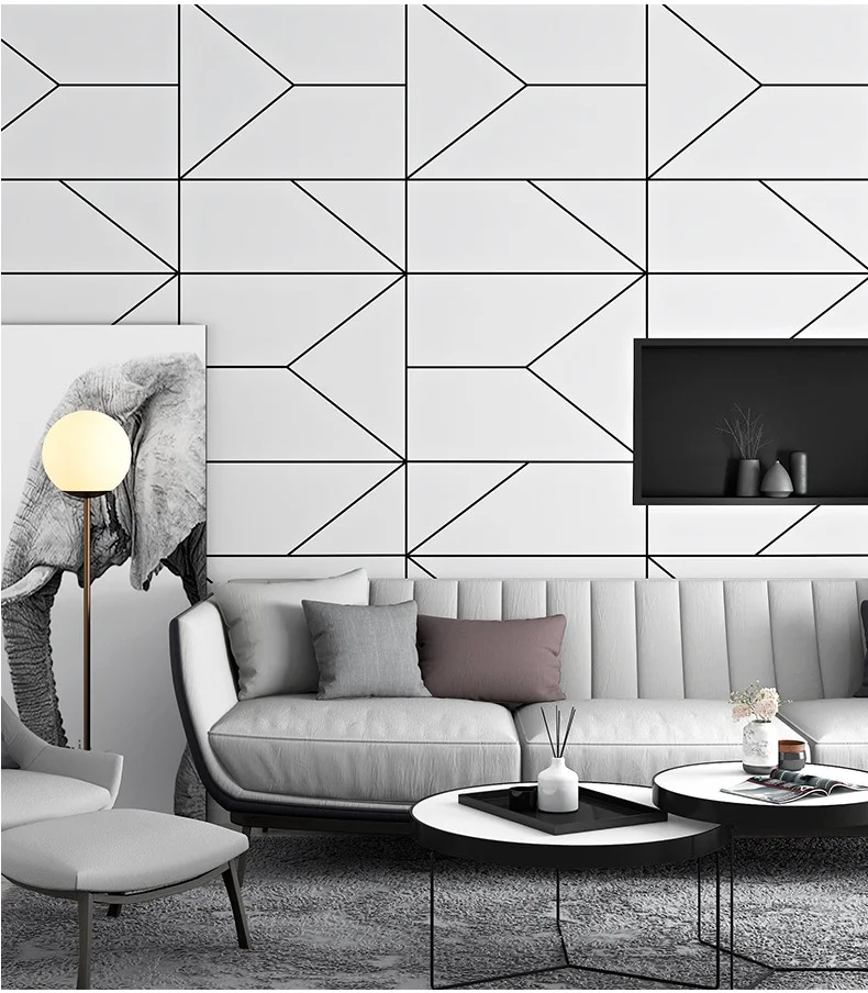 Черно-белые в скандинавском стиле линии обои для стен минималистические геометрические обои рулон для гостиной спальни Настенные обои