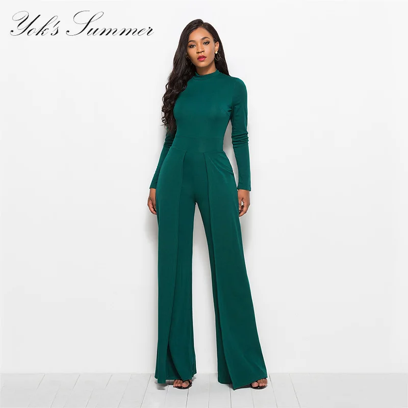 YOK's 2018 New Fashion Women's Jumpsuits Long Sleeve Loose Rompers for Ladies Office Solid Clothing for Female DN224-RM5099