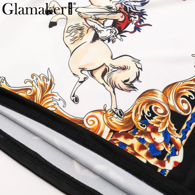Женское платье рубашка Glamaker белое средней длины с глубоким треугольным вырезом и
