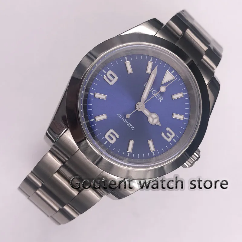

40mm Bliger Blue Sterile Dial Date Sapphire Glass Luminous men's Watch Automatic