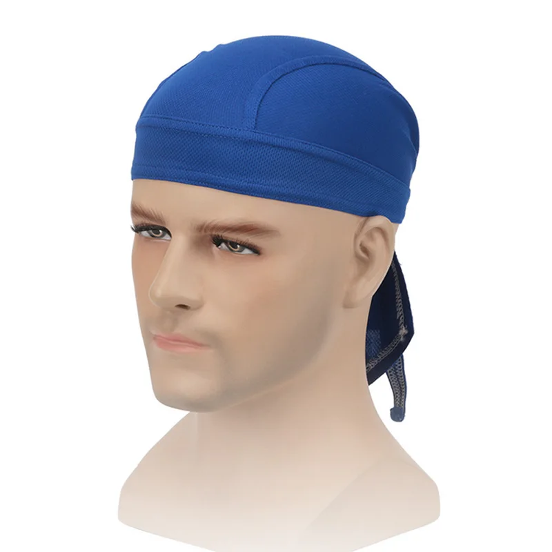 Men Solid Tied Head Wrap Bandana Breathable Mesh Do Du Motorcycle Skull