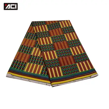 

ACI Hot Sale African Print Kente Wax Fabric 6 Yards Tissus Patchwork Wedding Lady Cloth Nigeria Wax Veritable Ghana Kente Fabric
