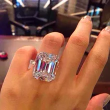 Модное квадратное кольцо с большим прозрачным камнем, Трендовое кольцо из белого золота, женские кольца для женщин, свадебные ювелирные изделия, лучшие подарки