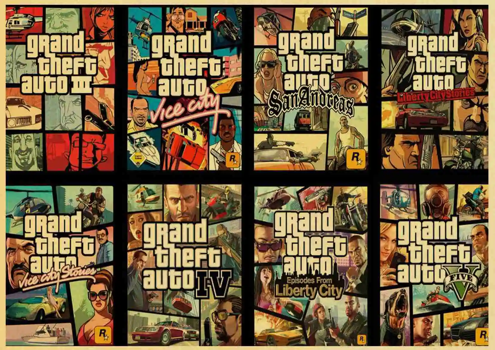 Grand Theft Auto V Game Art Ретро плакат напечатанный GTA 5 настенные картины для гостиной винтажная декоративная настенная живопись/картина