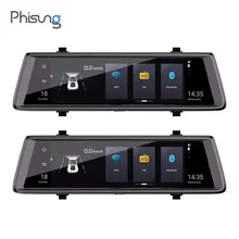 Phisung E05 10in 1080P FHD Dual Lens Car DVR 4G WiFi Android Car Rearview Mirror Bluetooth Dash Cam ADAS GPS with Rear Cammera