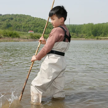 Toddler & Children's Breathable Waterproof Waders Bootfoot Chest Waders, Tan