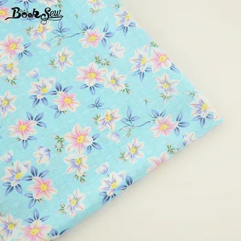 

Booksew 100% Cotton Poplin Fabric Printed Flower Design Green Fat Quarter Meter Home Textile DIY For Craft Dress Shirt Clothing