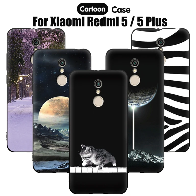 EiiMoo Phone Case For Xioami Redmi5 5Plus Fundas Soft Cover Cartoon Silicone Case For Xiaomi Redmi 5 Plus Etui Housing 32GB 64GB