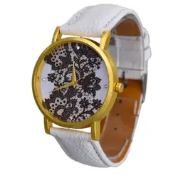 Для женщин часы 2018 Часы известных брендов женские кварцевые часы Relojes Muje круглый кружева напечатаны для Баян коль Saati