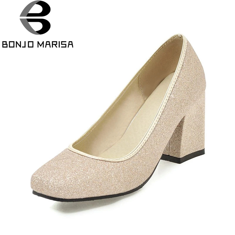 

BONJOMARISA 2018 Spring Autumn New Arrival Big Size 32-43 Women Pumps Shallow High Heels Party Wedding Shoes Woman Sexy Footwear