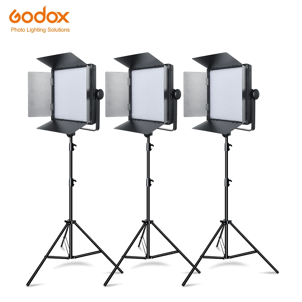 Godox 3PCS LED1000C 3300 5600k Continuous Light Kit with 3pcs 2.8m Light Stand for Photography
