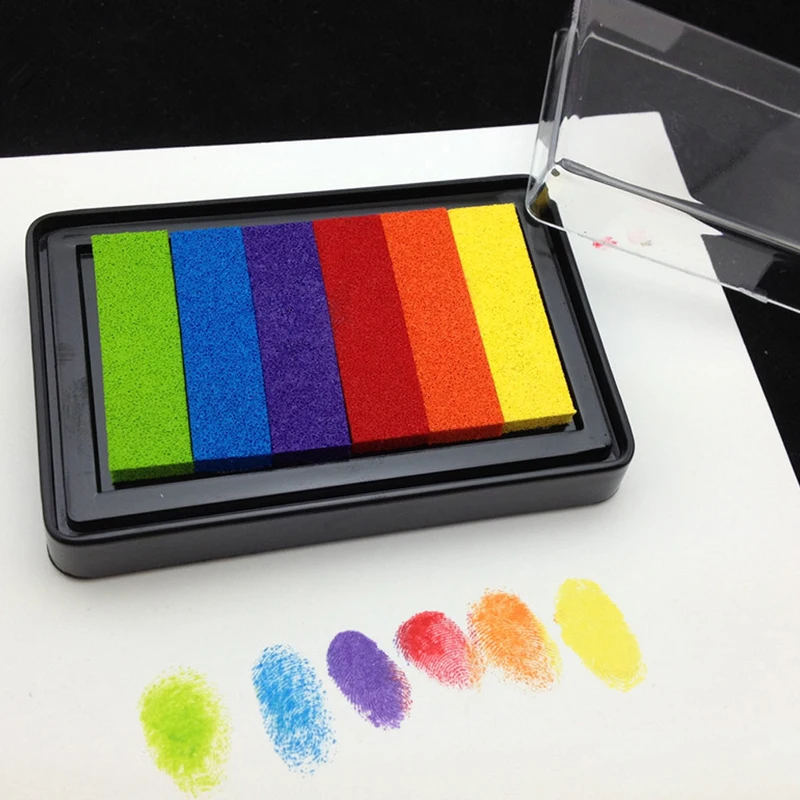 Rainbow Multicolor Pad Oil Based for Stamp Scrapbook Photo Album DIY Craft