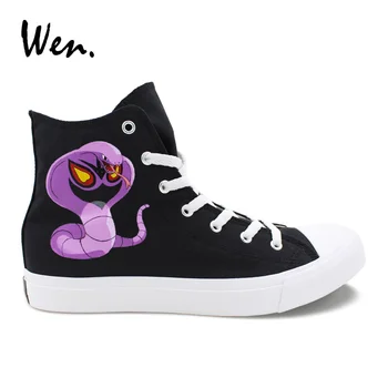 

Wen High Top Sneakers Men Women Design Pokemon Anime Arbok Hand Painted Shoes Canvas Boys Girls Flat Skateboarding Shoes