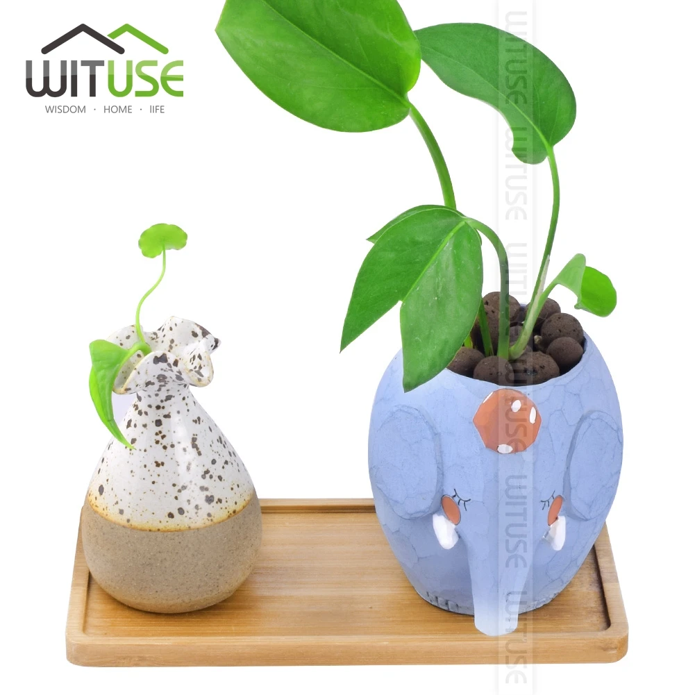 

WITUSE Promotion! 2PCS Square Round Hexagon Heart Oval Flower Pots Trays Creative Small Pots trays For Succulent Plants