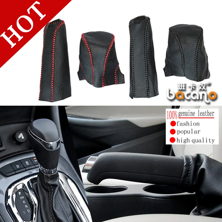 

Free Shipping 2PCS/SET Black Leather Gear Shift Collars Auto Gear Sets Fit For Automatic 2013 Cruze