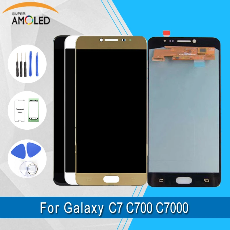 

AMOLED For Samsung Galaxy C7 C700 C7000 LCD Display AMOLED Phone Touch Screen Digitizer Assembly 100% Tested Working