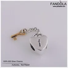 Серебро 925 пробы ключ-сердце, замок подвеска любовь бусины для изготовления ювелирных изделий цепочка-змея универсального размера браслет Berloque(брелоков