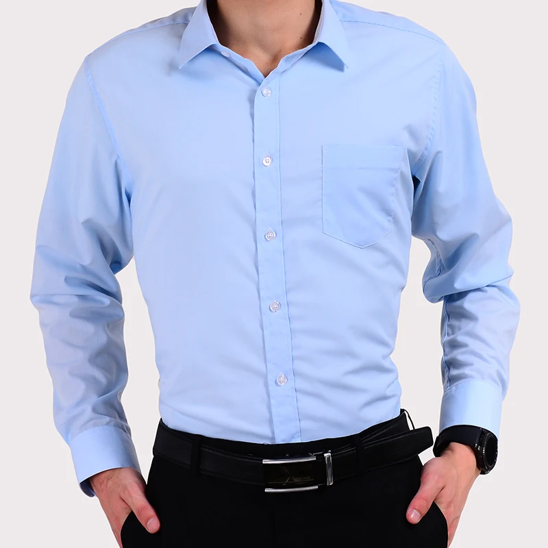 

AOLIWEN High quality men's long sleeve dress shirt business blue and white grey shirt Male Business Casual Long Sleeved Shirt