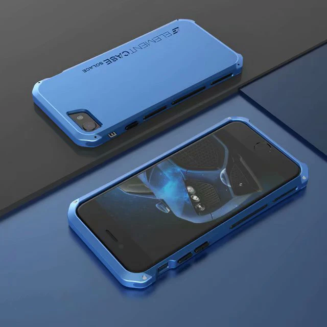 Роскошный противоударный защитный чехол из поликарбоната и алюминиевого металла для iPhone 8, 7, 6, 6s Plus, 5, 5S, SE, чехол s, Жесткий Чехол Для iPhone 8, 7 Plus, задняя крышка - Цвет: Full Blue