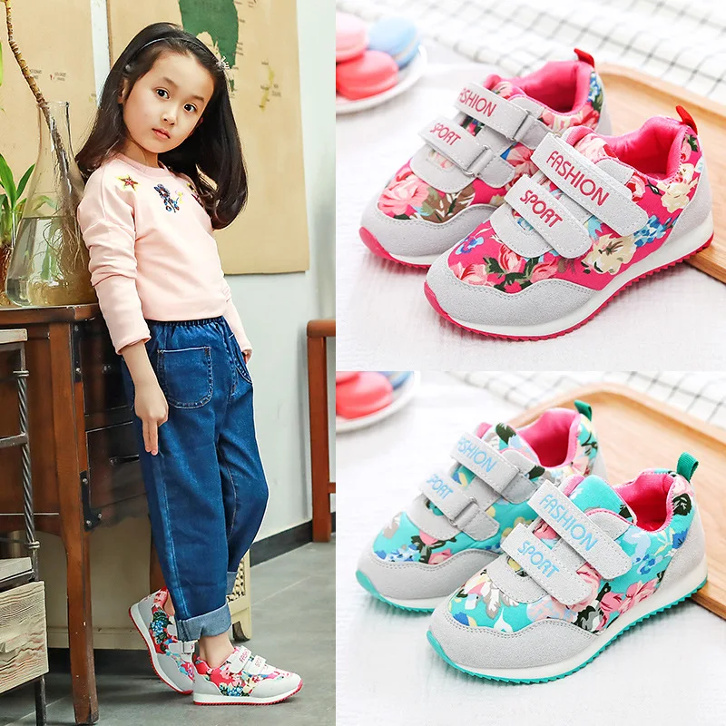 Кроссовки Детские демисезонные из замши с принтом на весну/осень|girls running shoes|sports