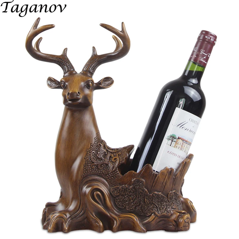 

Deer Head Wine Rack Ornaments Handmade Resin Crafts Gift Decorative Wine Bottle Holders Wine Stand Shelf Wedding Gift Decoration