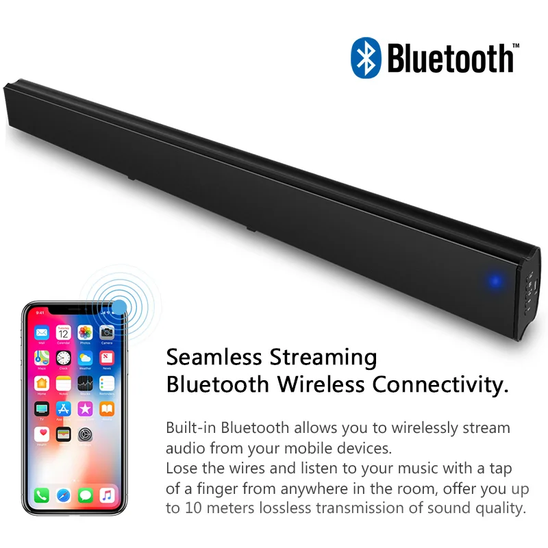 XGODY 1013A 30W TV Soundbar Dual Bass Diaphragm Subwoofer for Home Theater Wireless Bluetooth Speaker for TV Aux RCA Sound Bar
