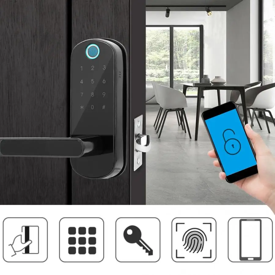 Smart Fingerprint Door Handle Lock App WIFI Smart Electronic Lock Touch Screen Locks Digital Code Keypad Deadbolt For Home Hotel