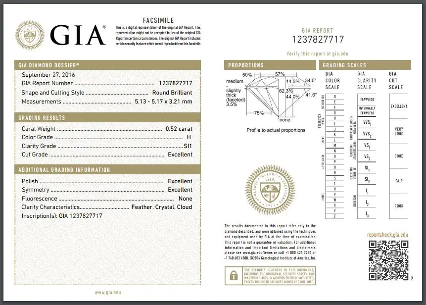 Классический GIA бриллиантовый солитер обручальное кольцо для женщин 0.52ct натуральный бриллиант GIA ювелирные изделия 18 к белое золото ручной