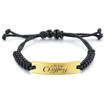 Настройка имя Нержавеющая сталь Черный Серебряный Золотой цвет ID браслет для мужчин Merry Christmas DIY подарок