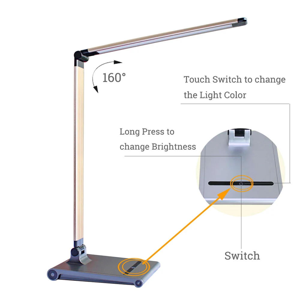 Desk Lamps Reading Light USB Book Gooseneck Dimmer Rechargeable Table Lamps for Study LED Night Lights Desktop Lighting (2)