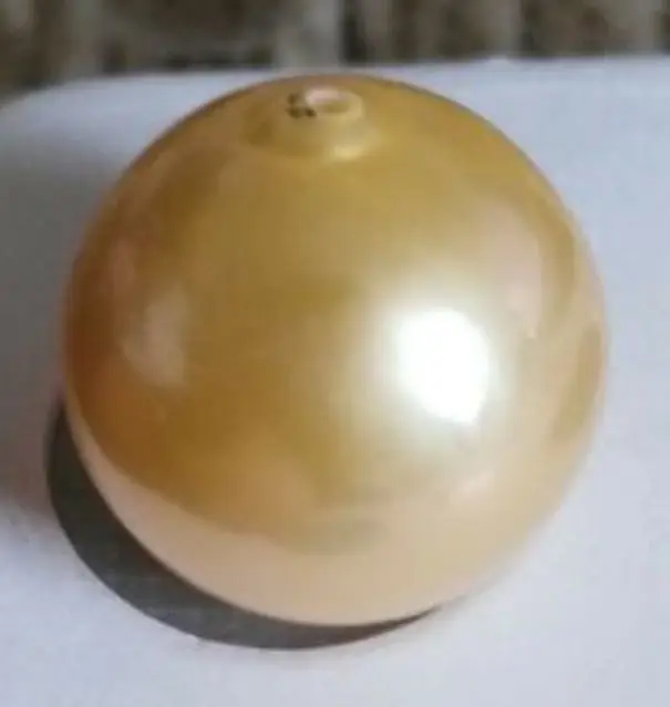 

huge 13.4x13.9mm natural south seas gold loose pearl half drilled003