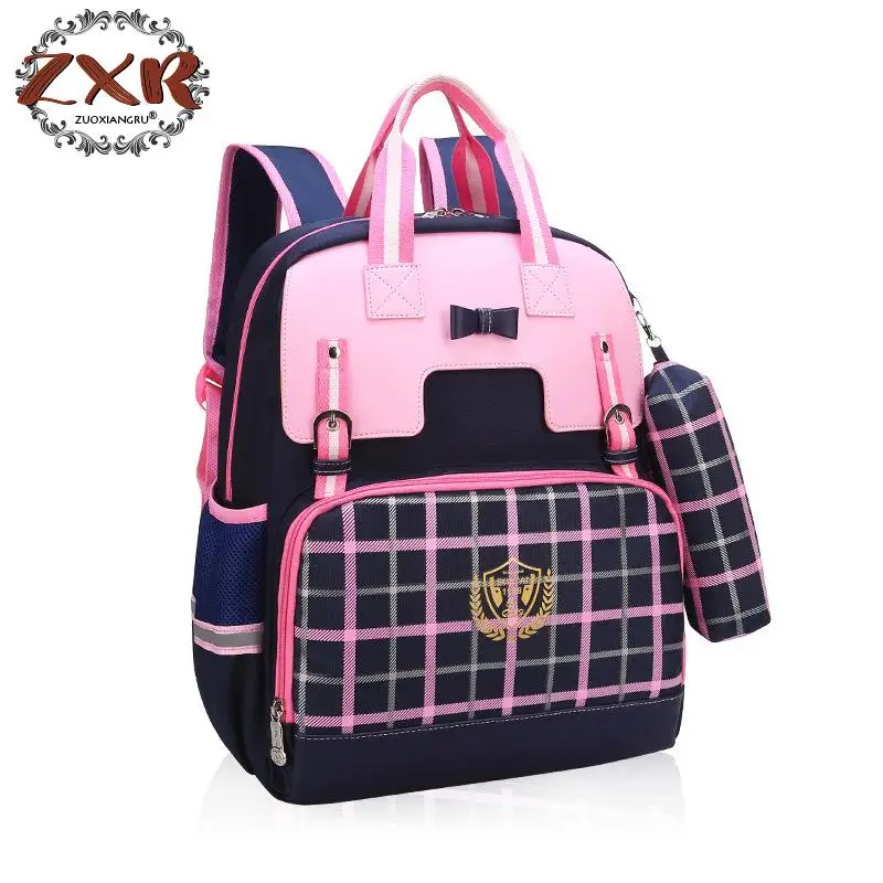 

Hot New Plaid Waterproof Sweet And Cute Children School Bags For Girls Big Capacity School Waterproof Satchel Girls School Bags