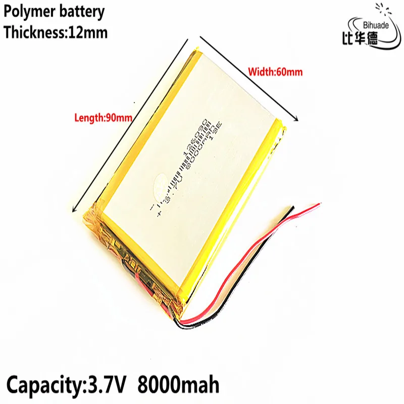 3,7 V, 8000 mAH, [126090] PLIB; полимерный литий-ионный/литий-ионный аккумулятор для планшетных ПК, gps, POWER BANK