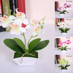 Искусственная Орхидея, бабочка цветок + ваза комплект реальные Touch листья искусственные растения в целом цветочный для свадебный подарок