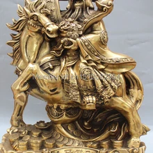 2" Китайский Бронзовый Богатство Деньги Маммона Бог На Коня на Скаку Держите Ruyi Скульптура