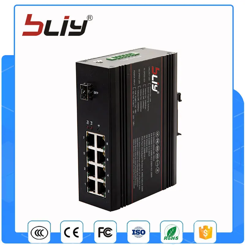 

1GX8GP 8 poe port small manageable gigabit switch 134W power over ethernet switch with 1 sfp port