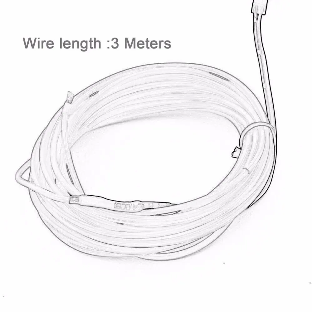 3м Гибкий EL провод трубка веревка на батарейках гибкий неоновый светильник для автомобиля вечерние свадебные Декор с контроллером светодиодный светильник Прямая поставка