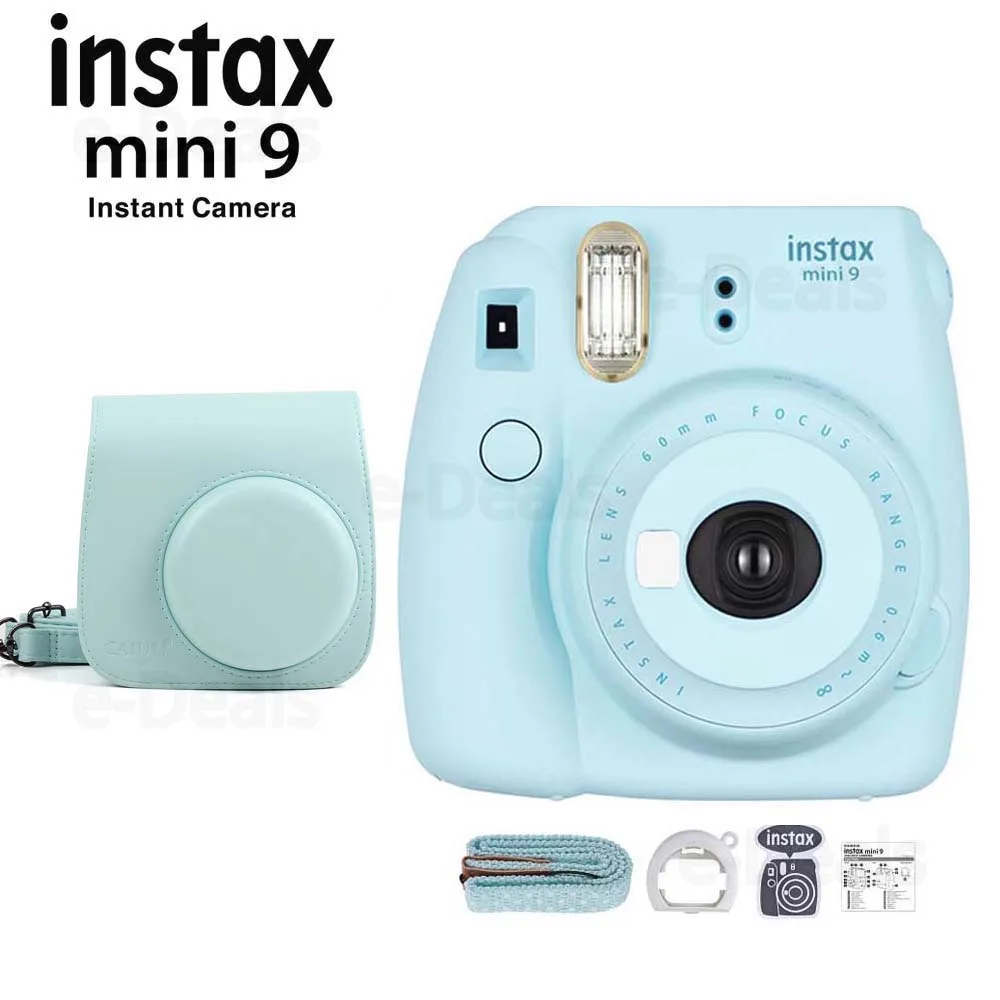 Фотокамера моментальной печати Fujifilm Instax Mini 9 Ice Blue+ качественный мягкий чехол из искусственной кожи с плечевым ремнем