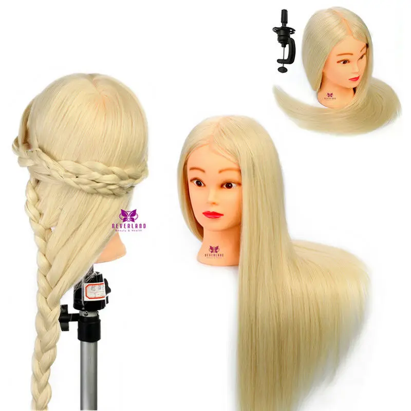 

26" Blond 30% Real Hair Training Head Mannequin Head Salon Practice Styling Hairdressing Doll + Clamp