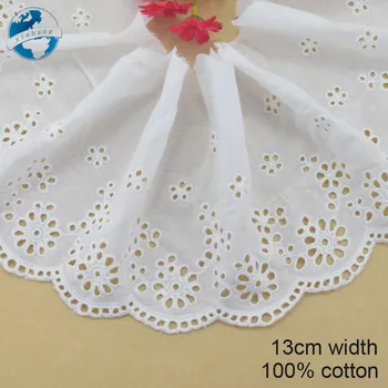 

13cm wide 100% Cotton embroid lace sewing ribbon guipure lace african lace fabric trim warp knitting DIY Accessories#3755