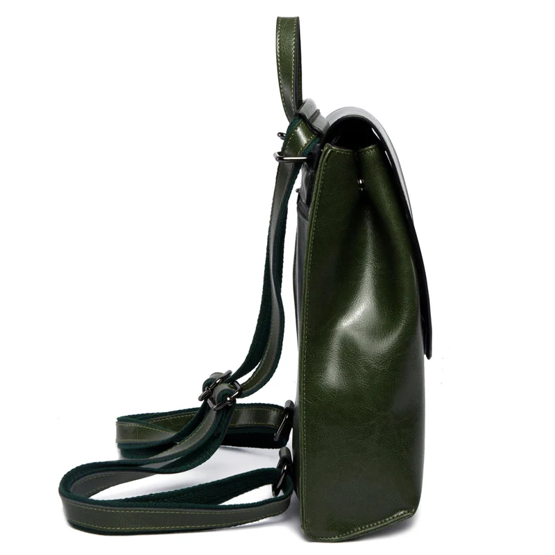 Cow Split Leather Women Backpack Waxed PU Cowhide Female Vintage