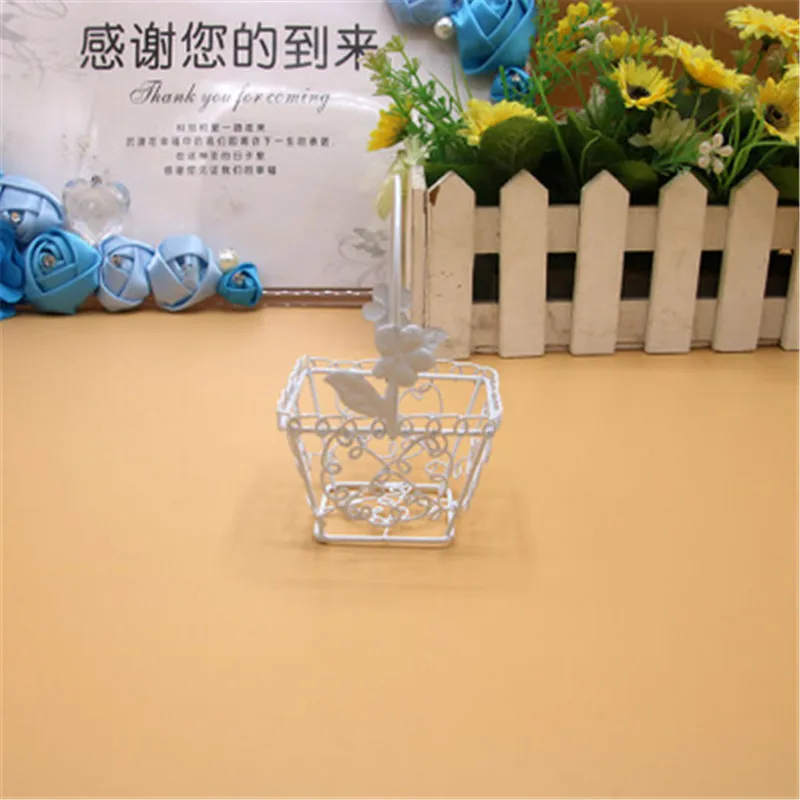 

White wrought iron crafts Hand flower basket Sugar box small candy box