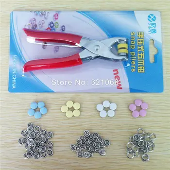 

100 sets of environmentally friendly paint quality 9.5 mm solid surface snaps 4 color children 's button + a set of pliers