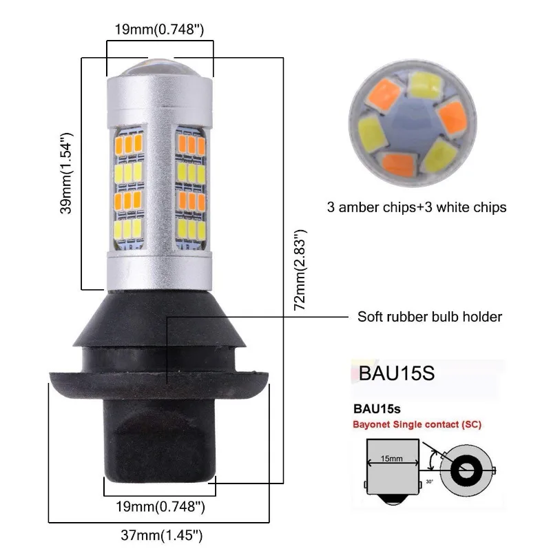 Baratos AILEO 2 uds ba15s ba15s 1156 p21w s25 LED CANBUS T20 W21W W21W 7440 Luz de circulación diurna + señal de giro modo Dual DRL